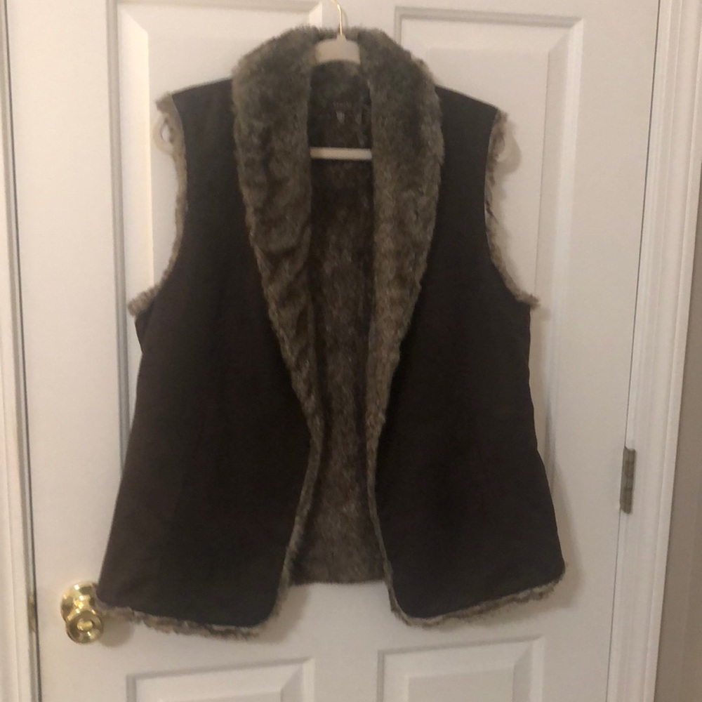 Brown faux fur vest